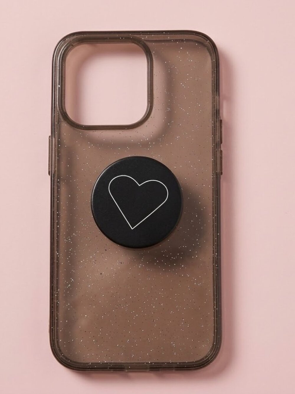 [BOGO] NWT Black Stardust Shatter Proof iPhone 14 Pro Case w/ Heart Popsocket